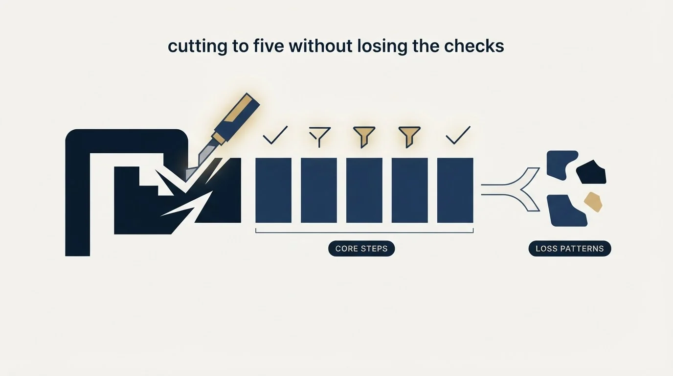 Section illustration: Cutting to five without losing the checks