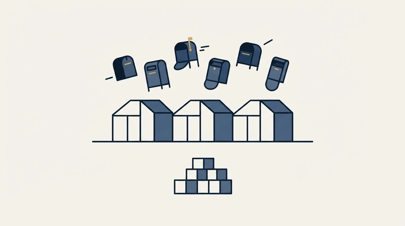 Section illustration: The cost that moves is mailboxes, not the plan