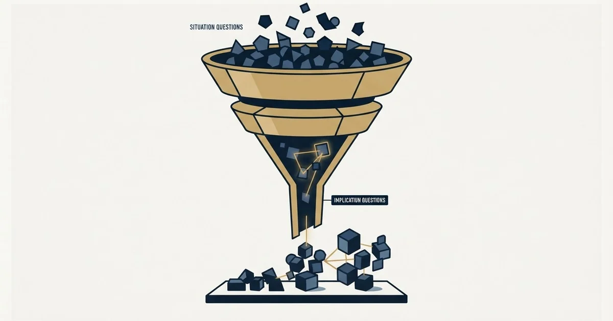Editorial illustration for Implication Questions in SPIN Selling