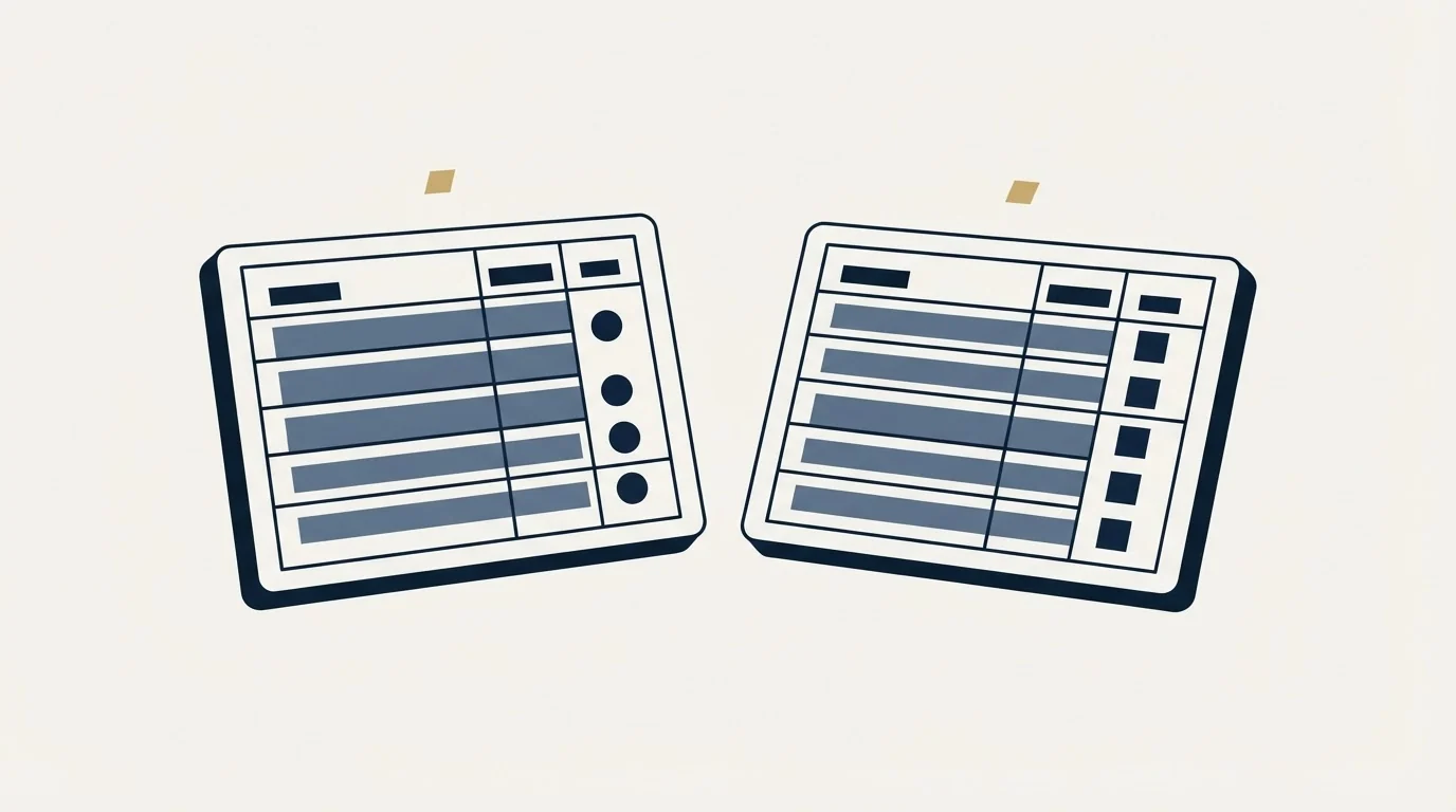 Section illustration: Two comparison tables that do not agree
