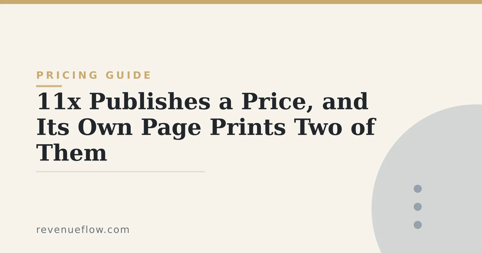 Branded cover: 11x Publishes a Price, and Its Own Page Prints Two of Them