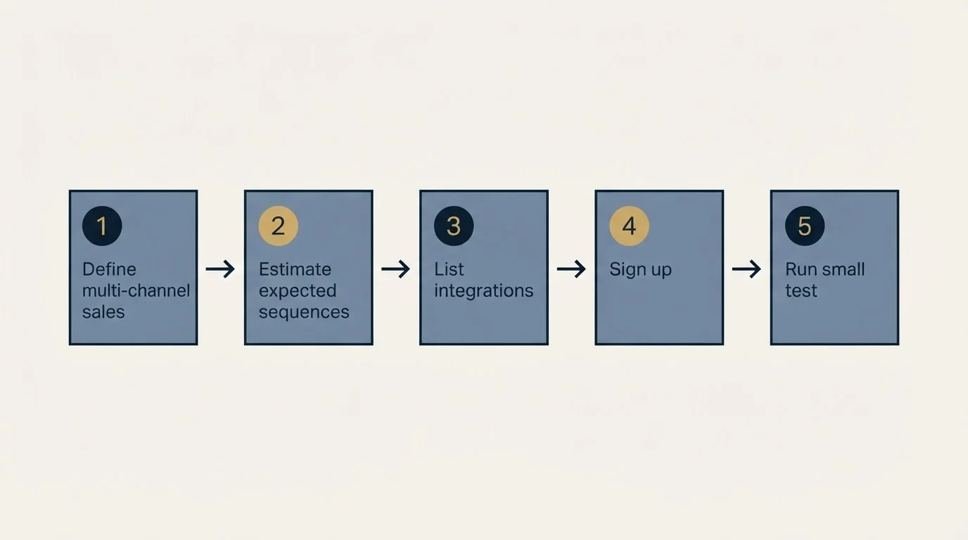 Step sequence: Getting Started Checklist (Define multi-channel sales, Estimate expected sequences, List integrations, Sign up)