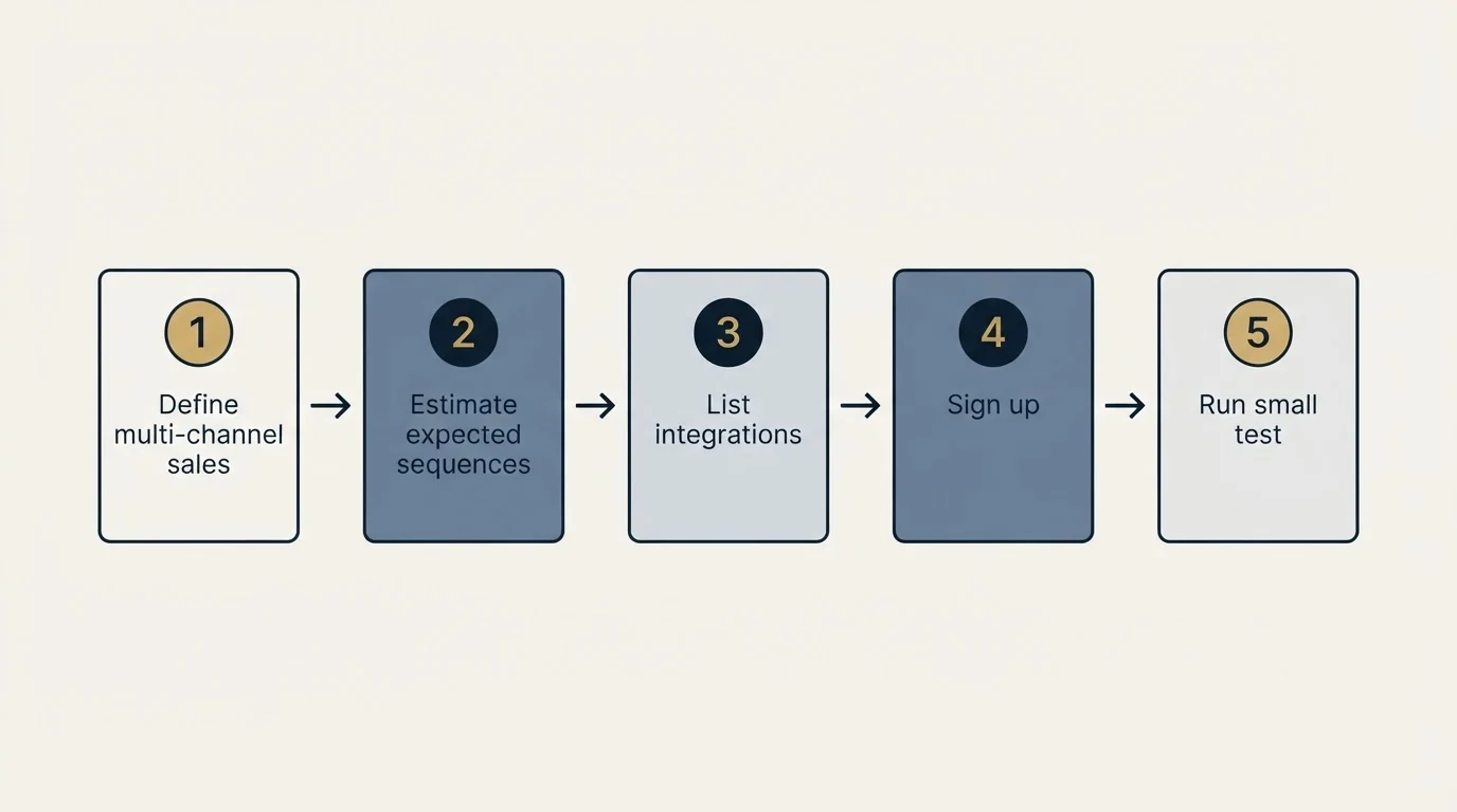 Step sequence: Getting Started Checklist (Define multi-channel sales, Estimate expected sequences, List integrations, Sign up)