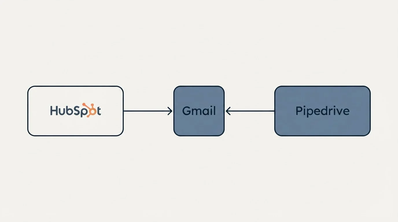Integration flow: Integration Ecosystem (Gmail, HubSpot, Pipedrive, Zoho)