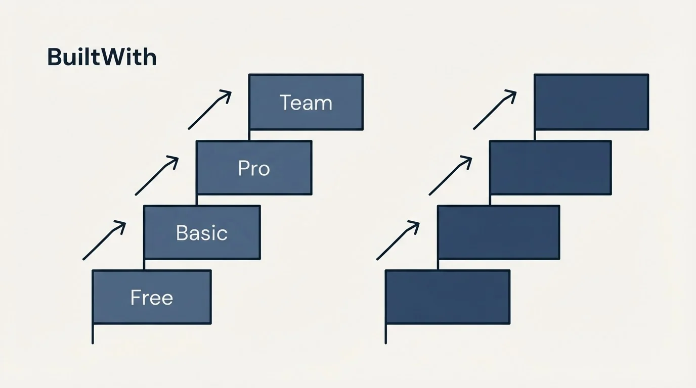 Pricing ladder: Pricing Comparison (BuiltWith, Free, Basic, Pro)
