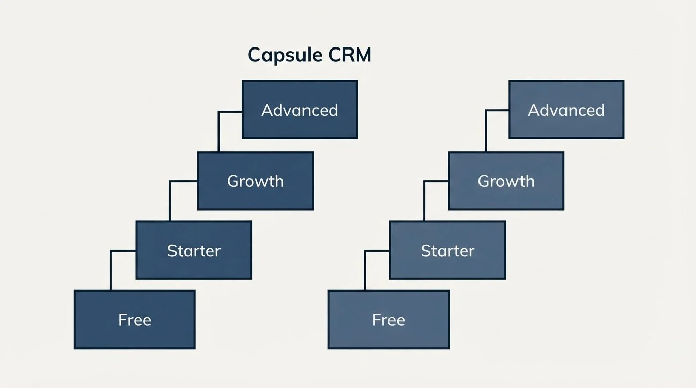 Pricing ladder: Pricing Comparison (Capsule CRM, Free, Starter, Growth)