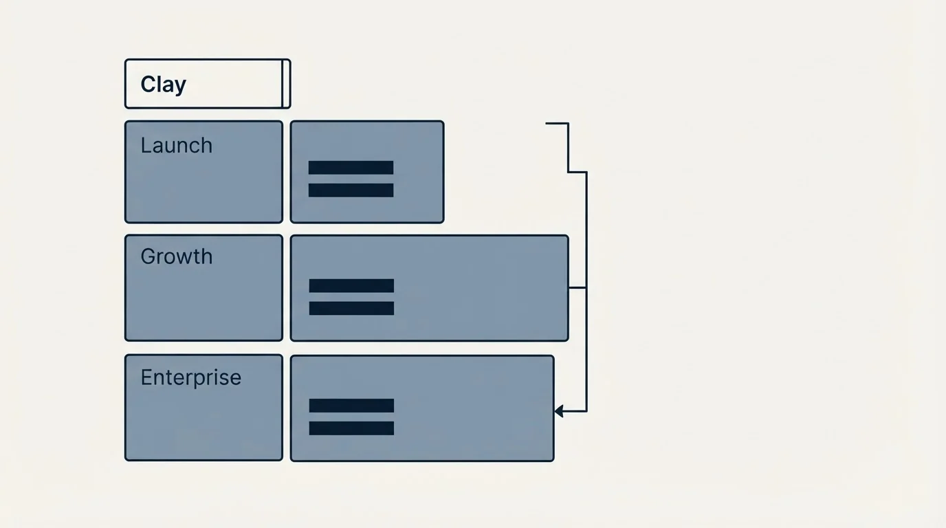 Pricing table: Pricing Comparison (Clay, Launch, Growth, Enterprise)