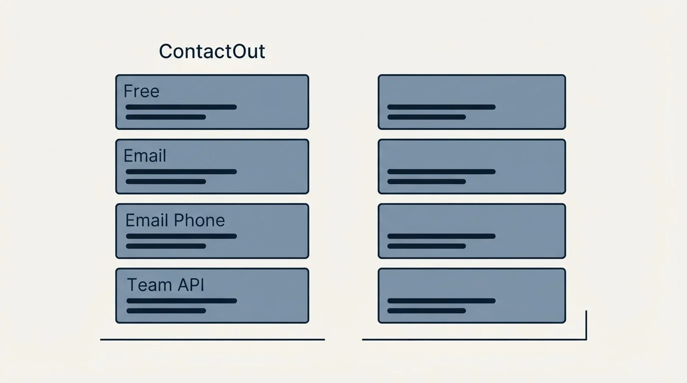Pricing panels: Pricing Comparison (ContactOut, Free, Email, Email Phone)
