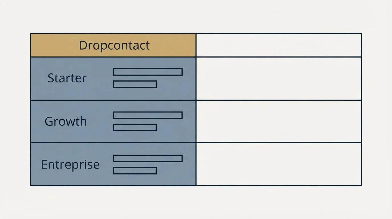 Pricing table: Pricing Comparison (Dropcontact, Starter, Growth, Entreprise)