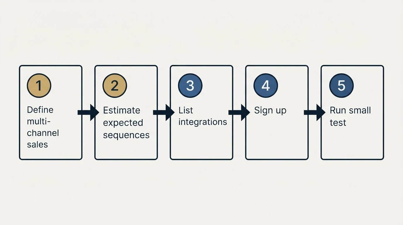 Step sequence: Getting Started Checklist (Define multi-channel sales, Estimate expected sequences, List integrations, Sign up)