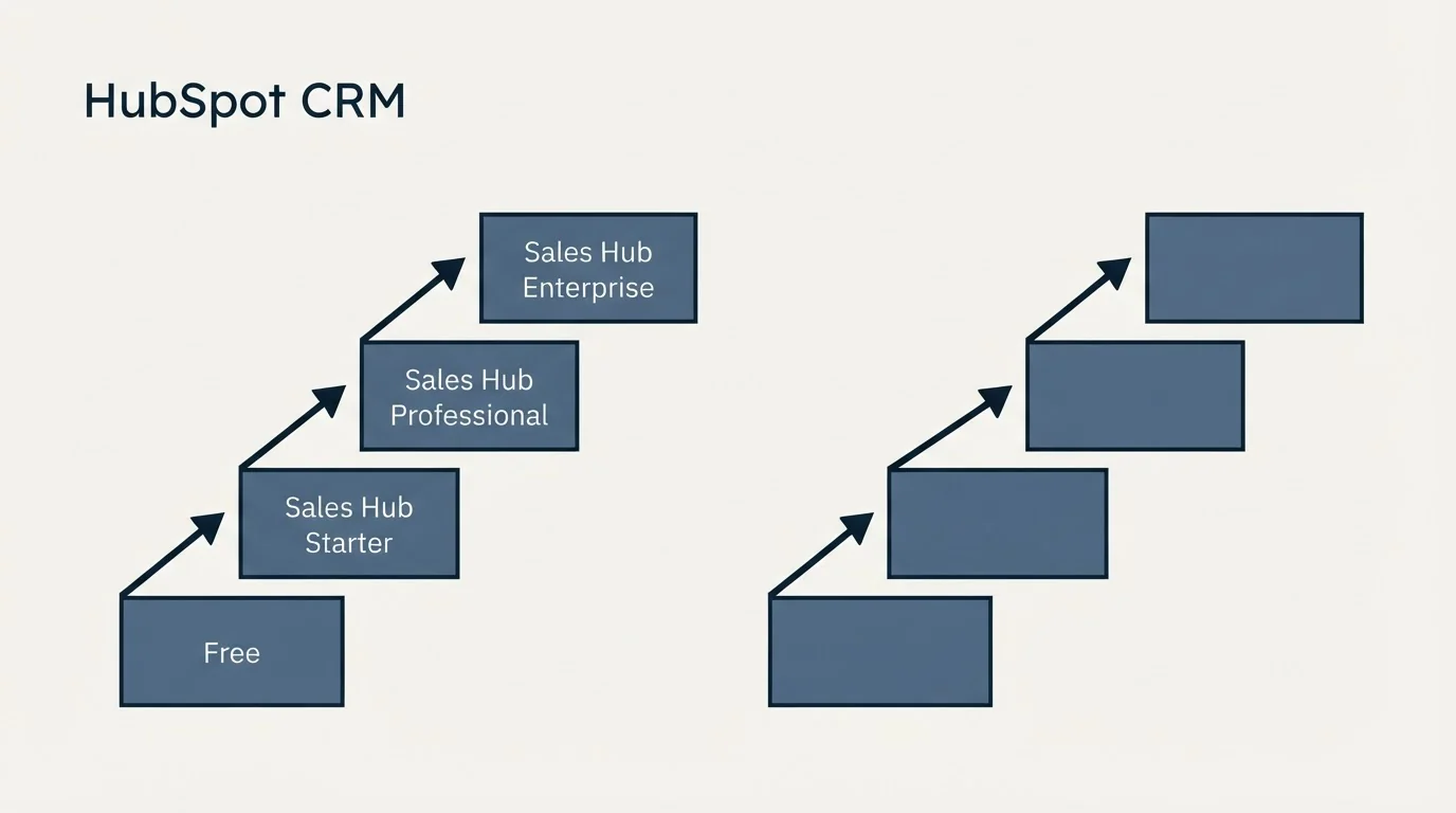 Pricing ladder: Pricing Comparison (HubSpot CRM, Free, Sales Hub Starter, Sales Hub Professional)
