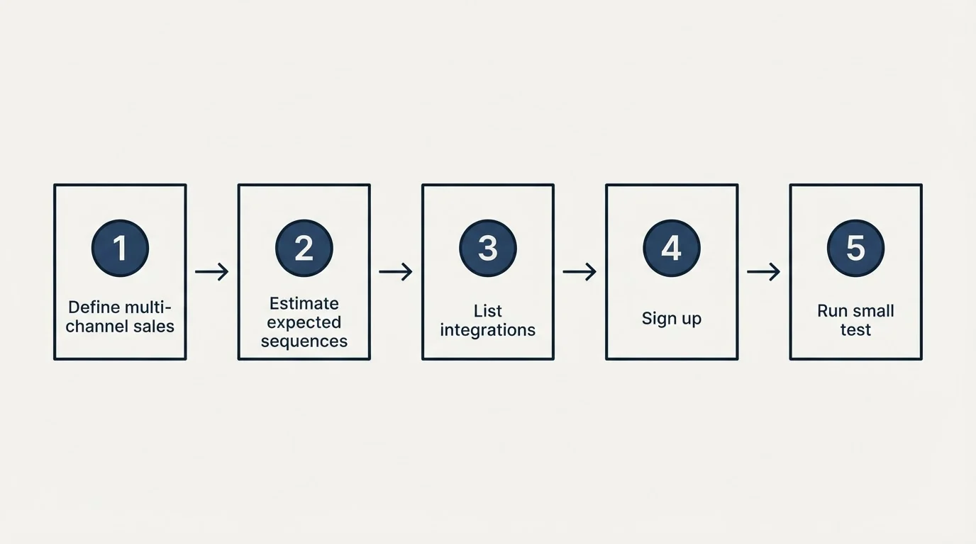 Step sequence: Getting Started Checklist (Define multi-channel sales, Estimate expected sequences, List integrations, Sign up)
