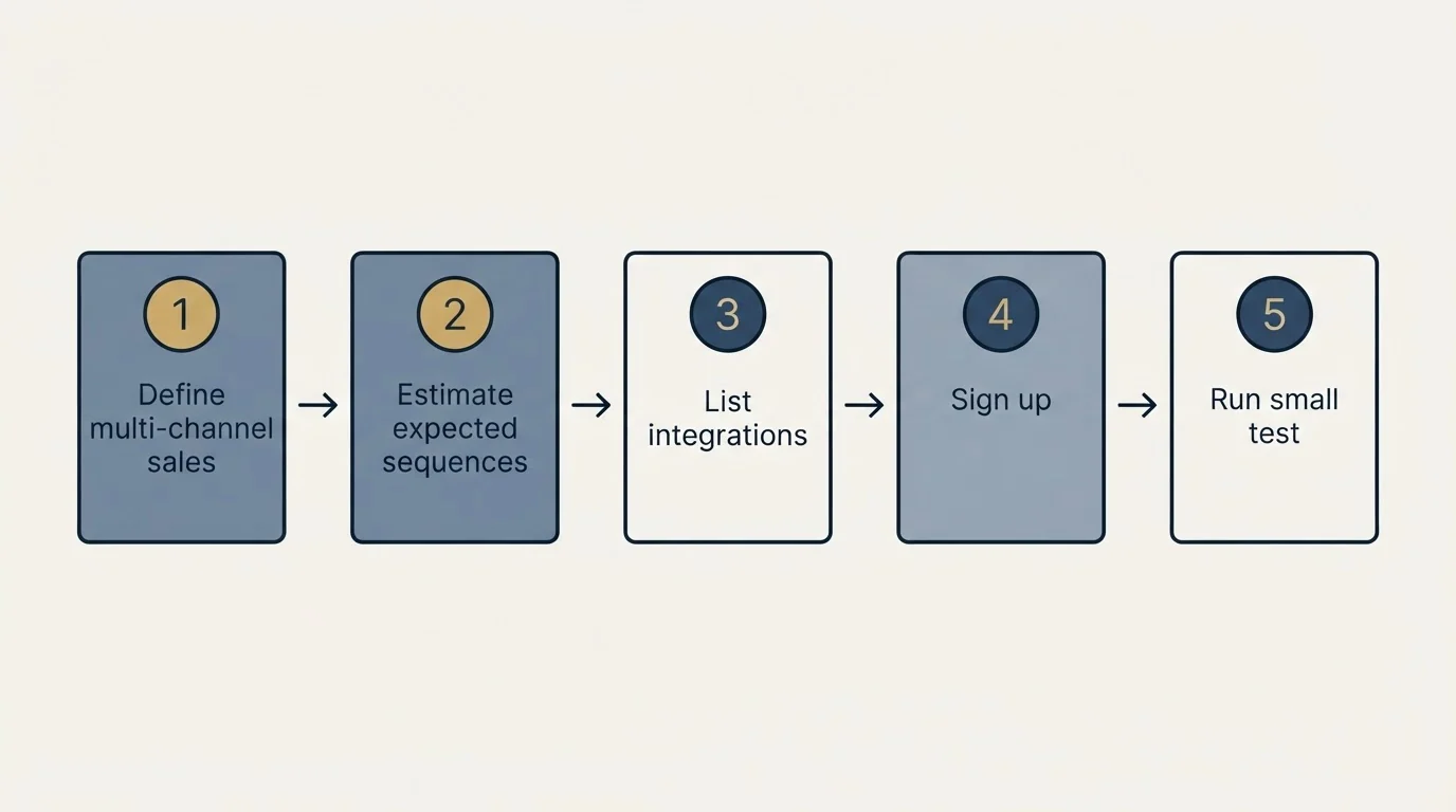 Step sequence: Getting Started Checklist (Define multi-channel sales, Estimate expected sequences, List integrations, Sign up)