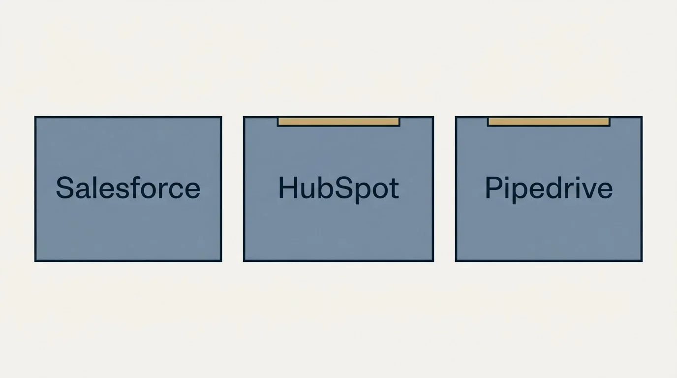 Integration schematic: Integration Ecosystem (Salesforce, HubSpot, Pipedrive)
