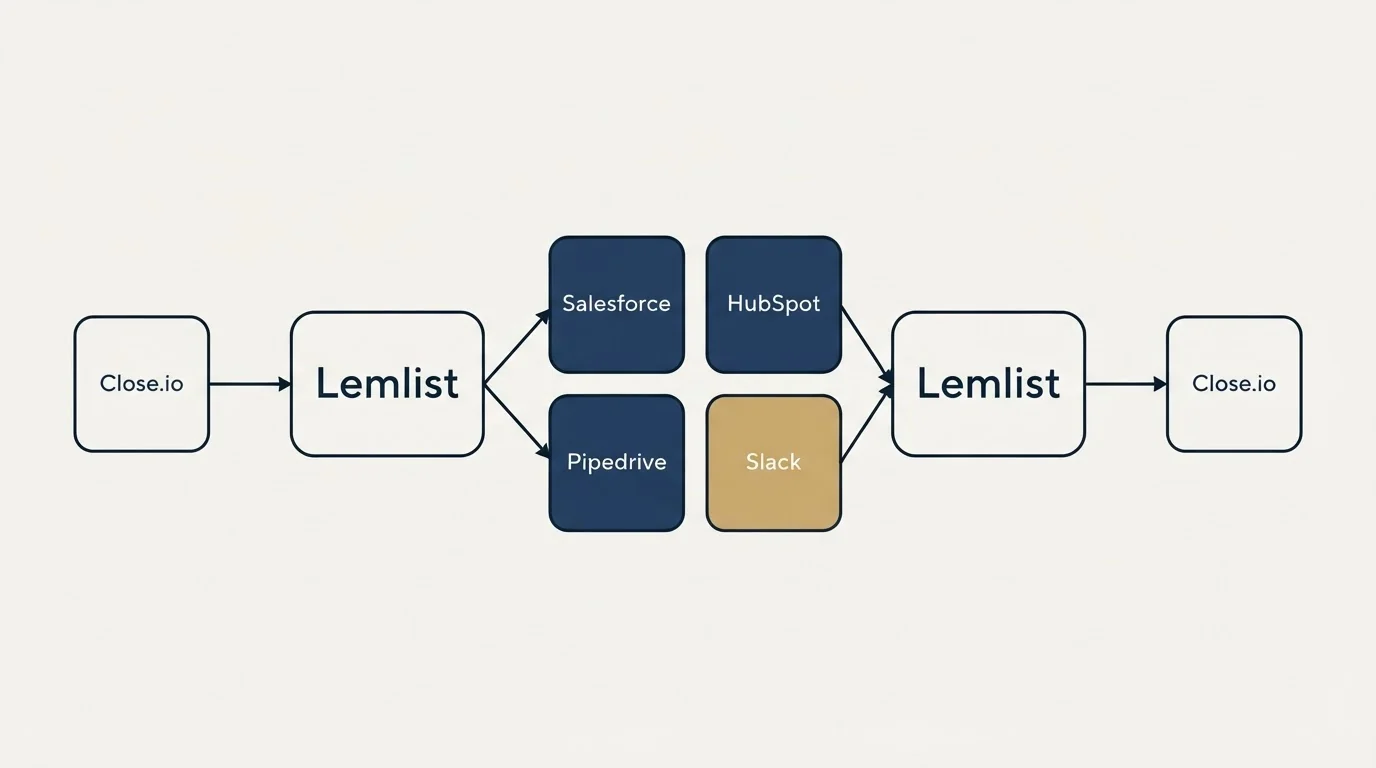 Integration schematic: Integration Ecosystem (Lemlist, Salesforce, HubSpot, Pipedrive)