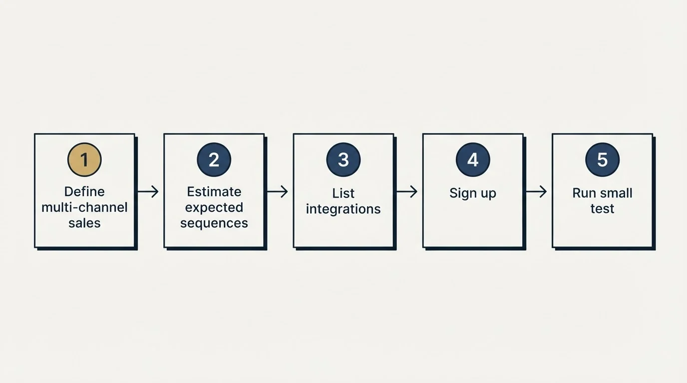 Step sequence: Getting Started Checklist (Define multi-channel sales, Estimate expected sequences, List integrations, Sign up)