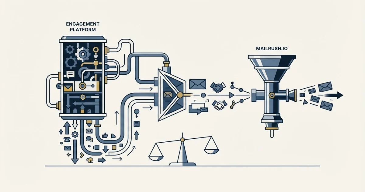 Editorial illustration for vs MailRush.io
