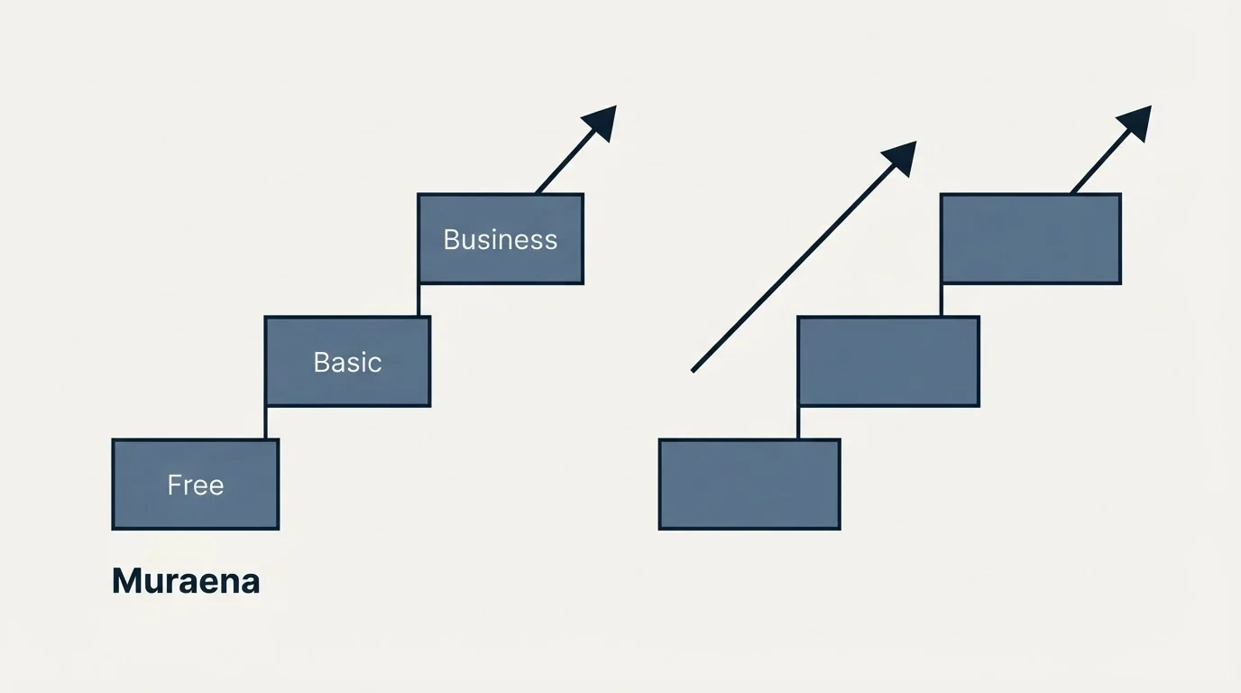 Pricing ladder: Pricing Comparison (Muraena, Free, Basic, Business)