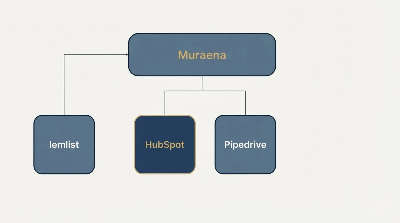 Integration grid: Integration Ecosystem (Muraena, HubSpot, Pipedrive, lemlist)