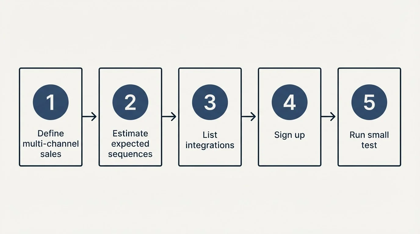 Step sequence: Getting Started Checklist (Define multi-channel sales, Estimate expected sequences, List integrations, Sign up)