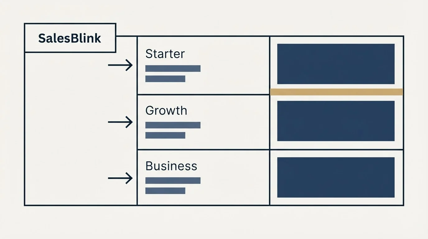Pricing table: Pricing Comparison (SalesBlink, Starter, Growth, Business)