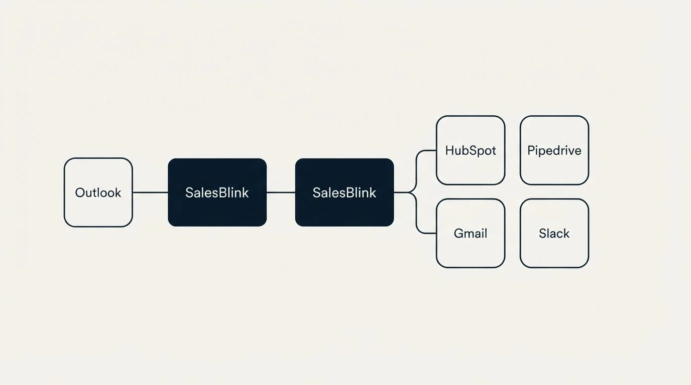 Integration schematic: Integration Ecosystem (SalesBlink, HubSpot, Pipedrive, Gmail)