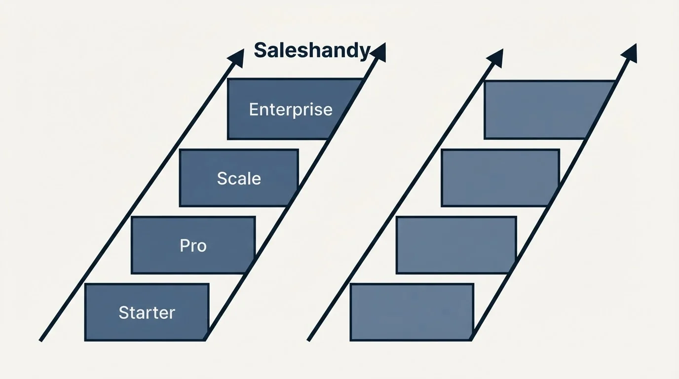 Pricing ladder: Pricing Comparison (Saleshandy, Starter, Pro, Scale)