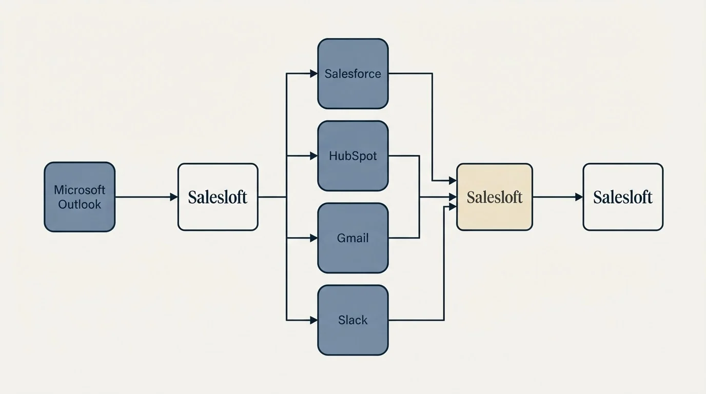 Integration flow: Integration Ecosystem (Salesloft, Salesforce, HubSpot, Gmail)