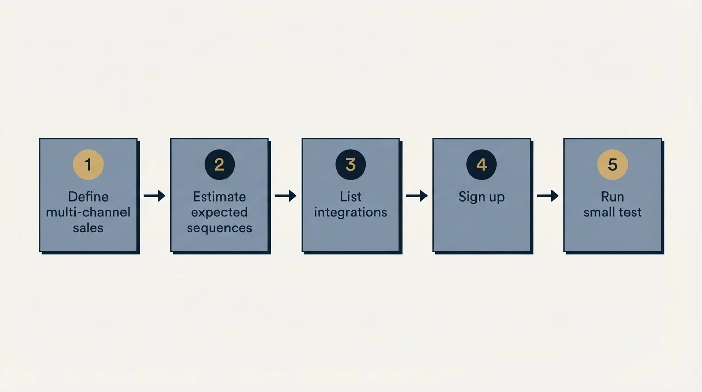 Step sequence: Getting Started Checklist (Define multi-channel sales, Estimate expected sequences, List integrations, Sign up)