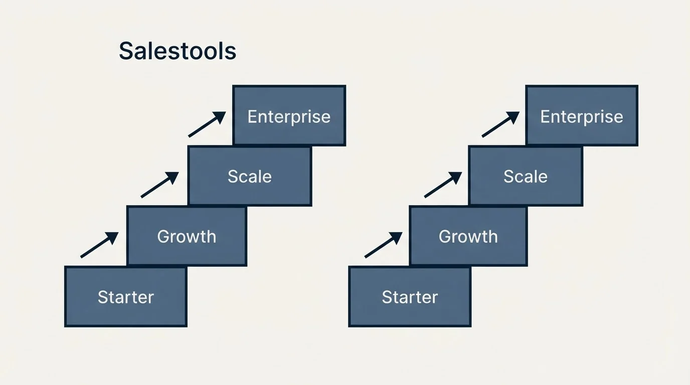 Pricing ladder: Pricing Comparison (Salestools, Starter, Growth, Scale)