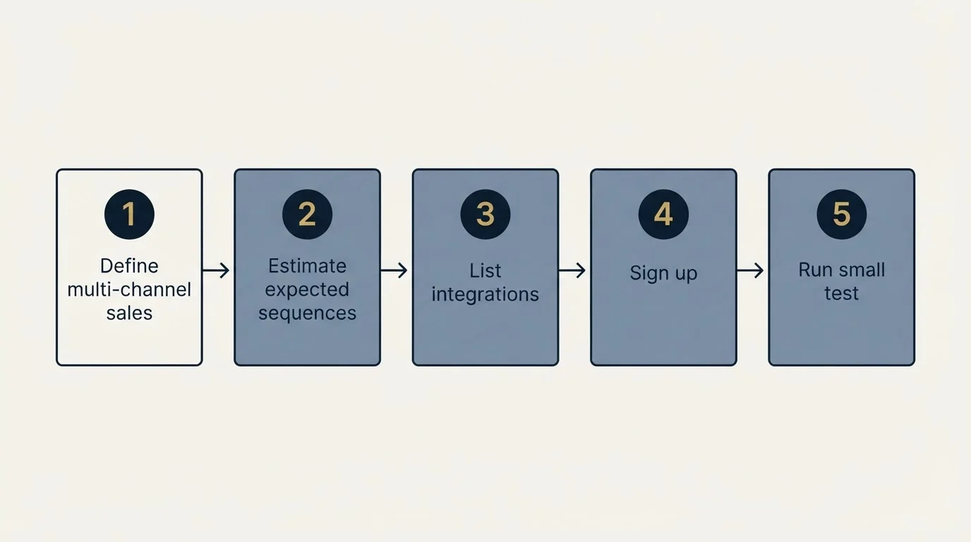 Step sequence: Getting Started Checklist (Define multi-channel sales, Estimate expected sequences, List integrations, Sign up)