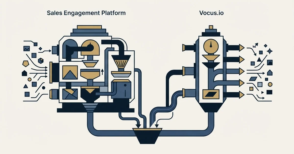 Editorial illustration for vs Vocus.io