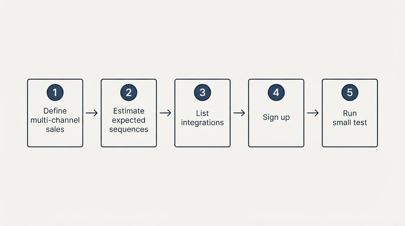 Step sequence: Getting Started Checklist (Define multi-channel sales, Estimate expected sequences, List integrations, Sign up)