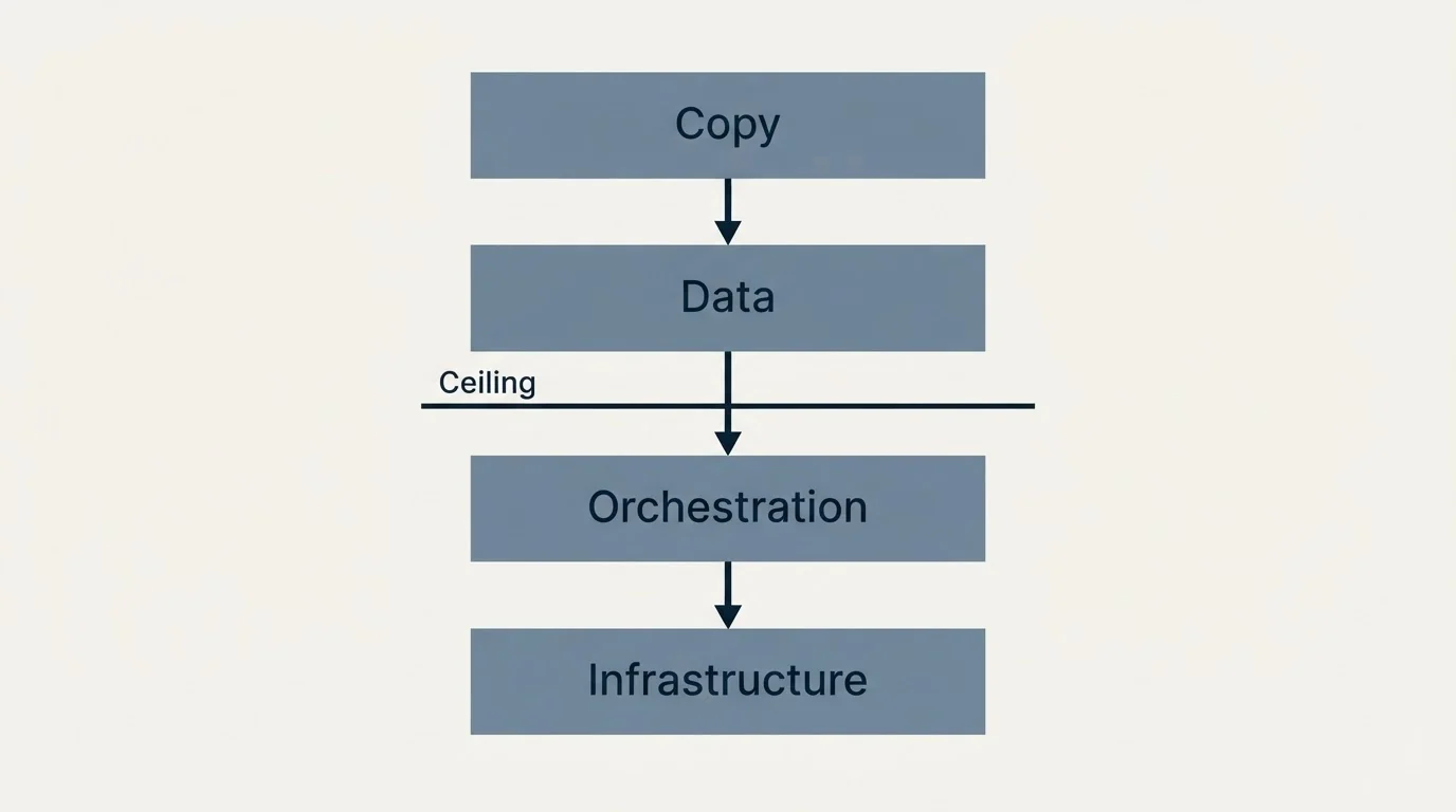 Schematic: The Plateau Explained (Copy, Data, Orchestration, Infrastructure)