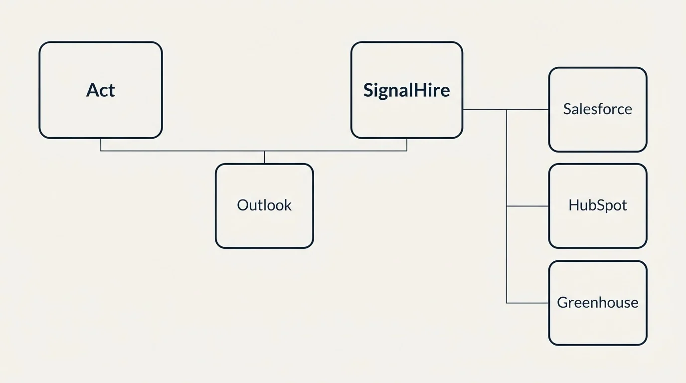 Integration grid: Integration Ecosystem (Act, SignalHire, Outlook, Salesforce)