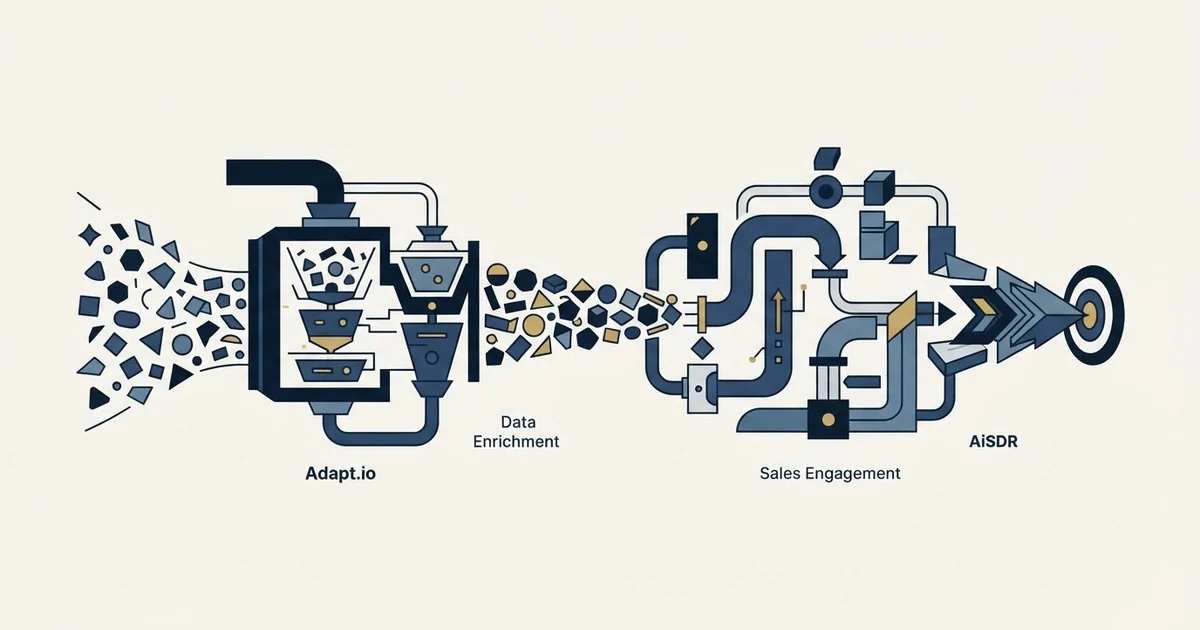 Editorial illustration for Adapt.io vs AiSDR