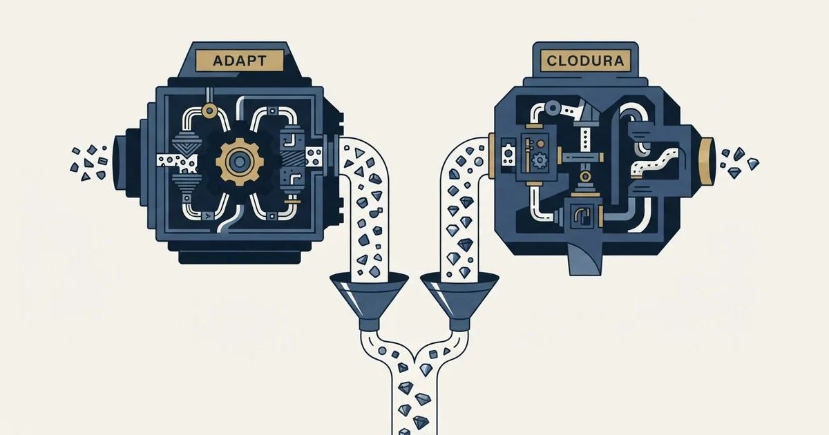 Editorial illustration for Adapt.io vs Clodura.AI