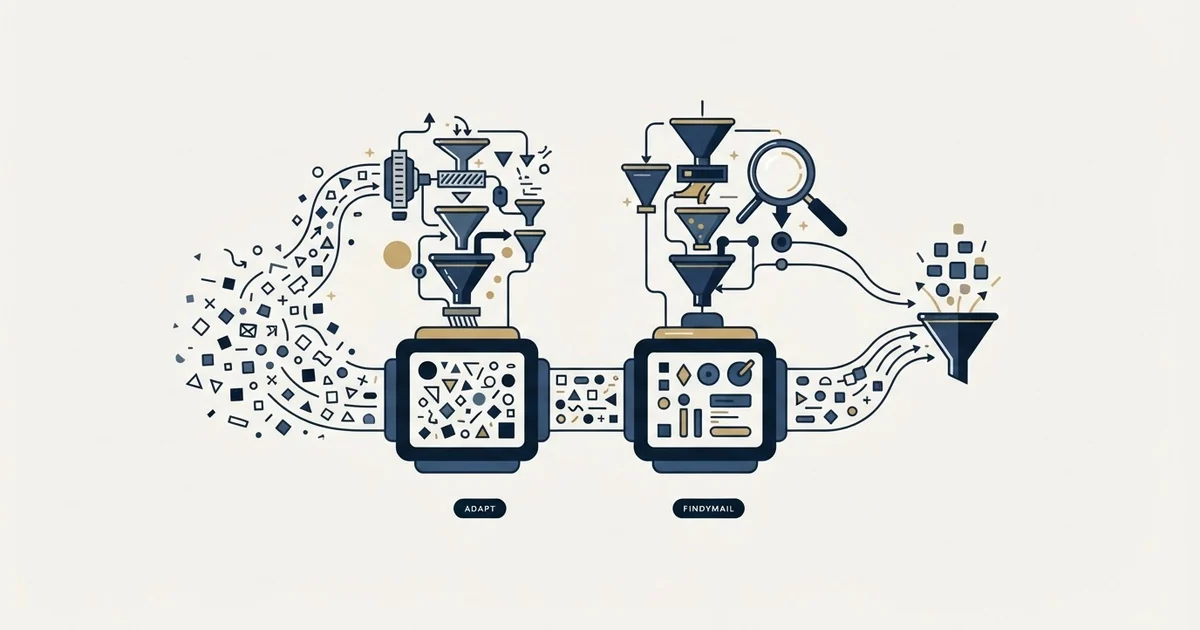 Editorial illustration for Adapt.io vs Findymail