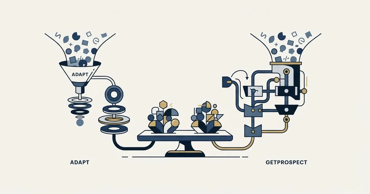 Editorial illustration for Adapt.io vs GetProspect