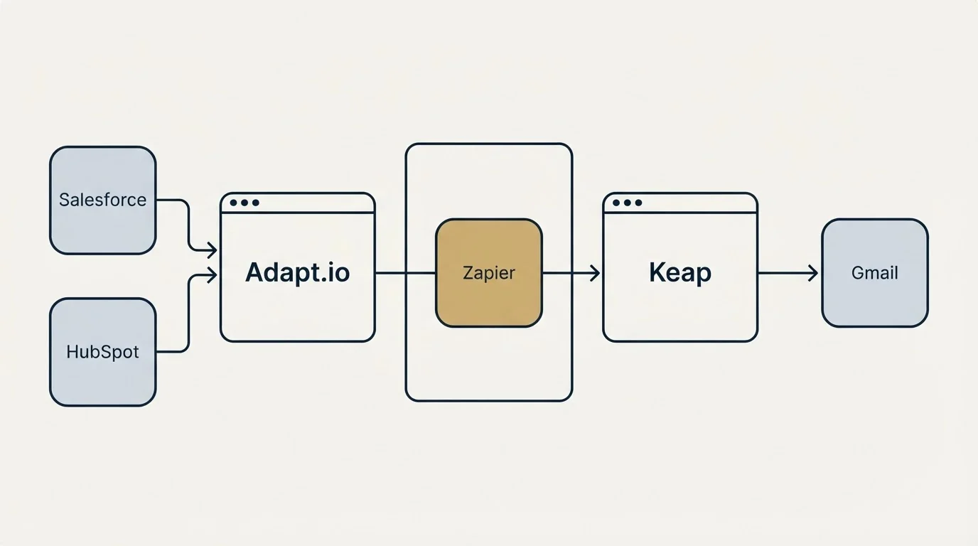 Integration flow: Integration Ecosystem (Adapt.io, Keap, Zapier, Salesforce)
