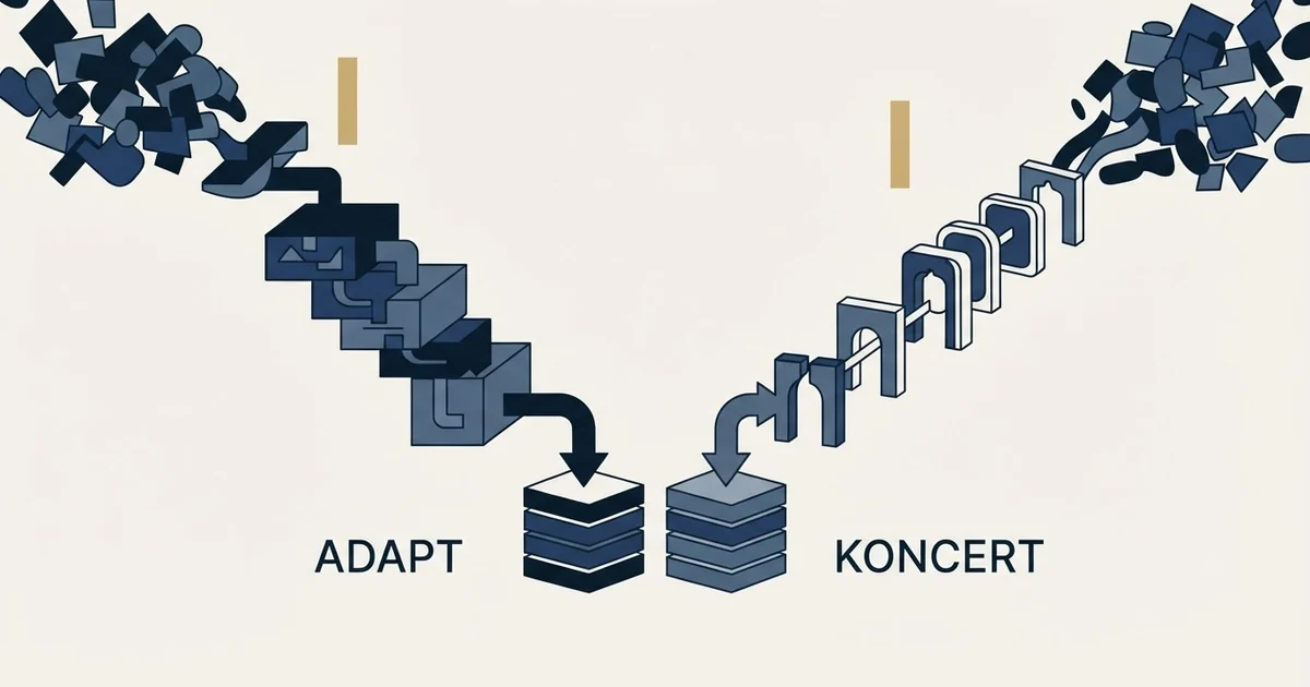 Editorial illustration for Adapt.io vs Koncert