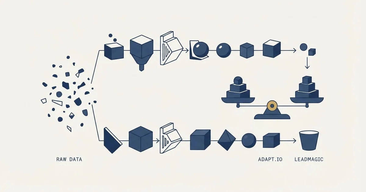 Editorial illustration for Adapt.io vs LeadMagic