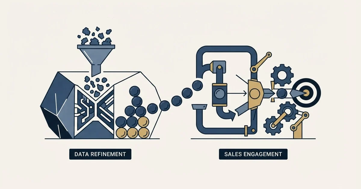 Side-by-side panels: Adapt.io vs Leadspicker (Data Enrichment Tool, Sales Engagement Platform)