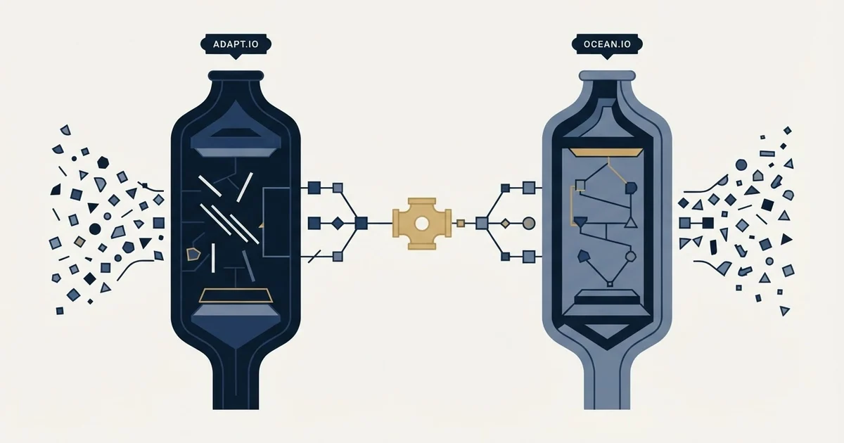Editorial illustration for Adapt.io vs Ocean.io