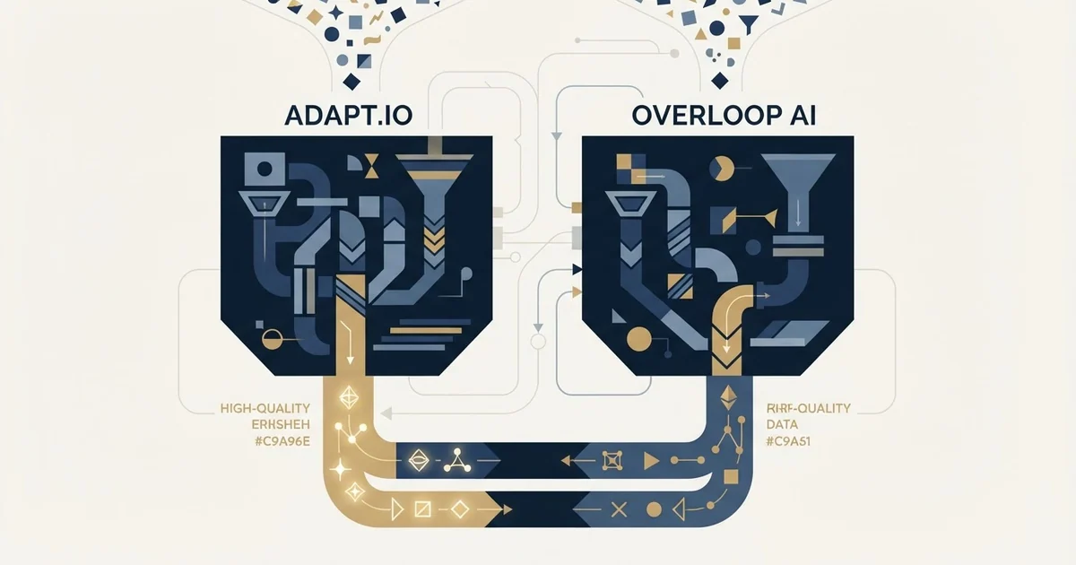 Editorial illustration for Adapt.io vs Overloop AI