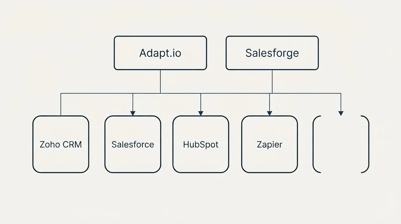 Integration grid: Integration Ecosystem (Adapt.io, Salesforge, Salesforce, HubSpot)