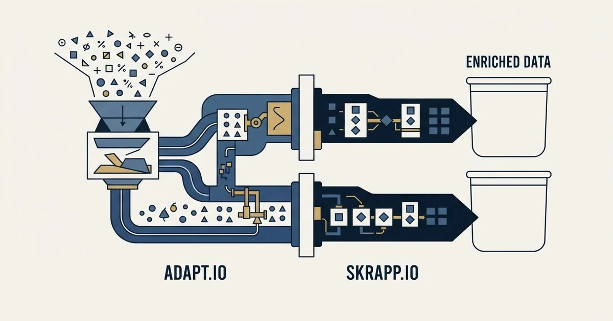 Editorial illustration for Adapt.io vs Skrapp.io