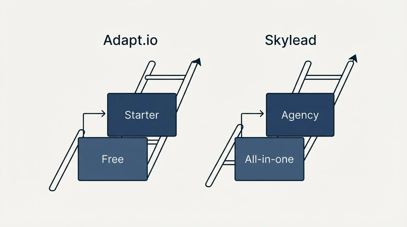 Pricing ladder: Pricing Comparison (Adapt.io, Skylead, Free, All-in-one)
