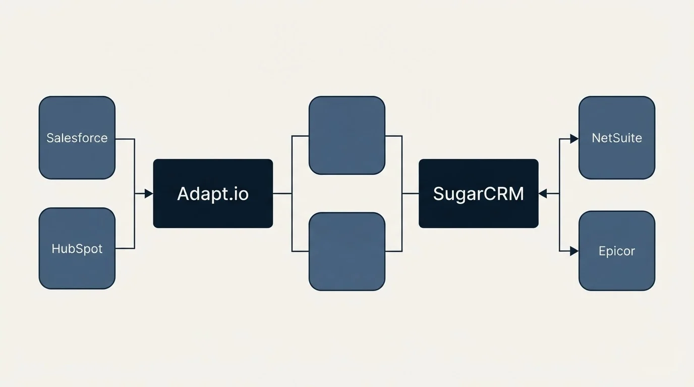 Integration flow: Integration Ecosystem (Adapt.io, SugarCRM, Salesforce, NetSuite)