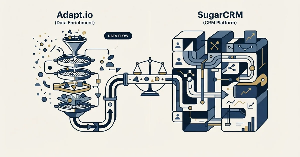 Editorial illustration for Adapt.io vs SugarCRM